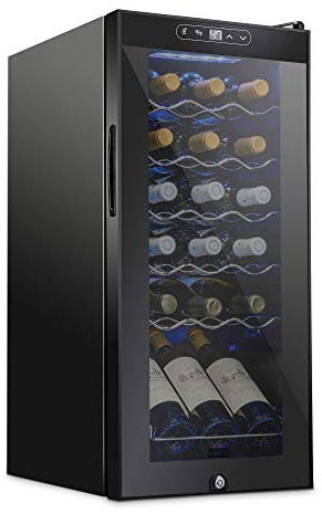 SCHMECKE 18 Bottle Compressor Wine Cooler Refrigerator w/Lock - Large Freestanding Wine Cellar - 41f-64f Digital Temperature Control Wine Fridge For Red, White, Champagne or Sparkling Wine - Black
