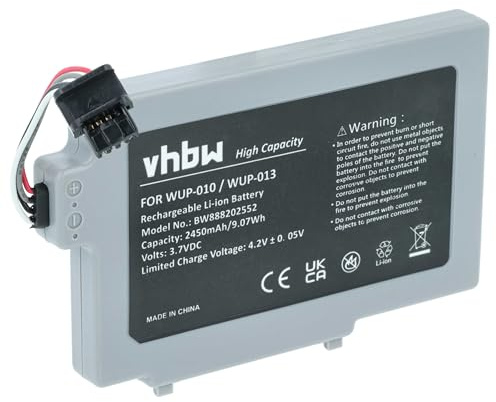 vhbw Akku kompatibel mit Nintendo Wii U, U Gamepad Gamepad Controller (2450 mAh, 3,7 V, Li-Ion)