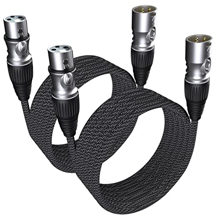 GeoHN.G XLR auf XLR Kabel 5M-2 Pack, 3-Pin Mikrofonkabel XLR Stecker auf Buchse Verlängerungskabel Kompatibel mit Mixer, Live-Bühne, Lautsprecher, Verstärker, Musikaufnahme und mehr