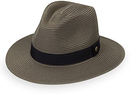 Wallaroo Hat Company Men’s Palm Beach Fedora – UPF 50+ UV Sun Protection, Wide Brim Sun Hat, Packable Design, Adjustable Size Olive