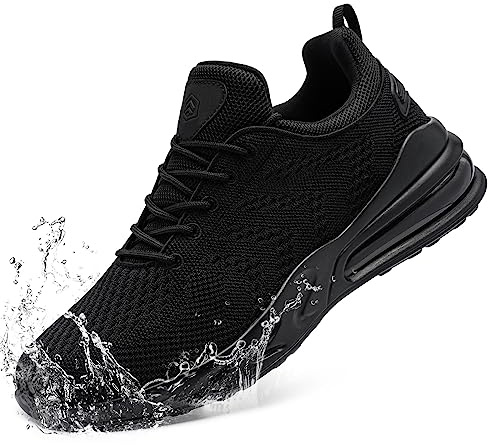 LARNMERN Men Non Slip Work Sneakers Water Resistant Food Service Zapatos Trabajo Antideslizantes Walking Shoes Waterproof Shoes Slip-on, Black 8.5