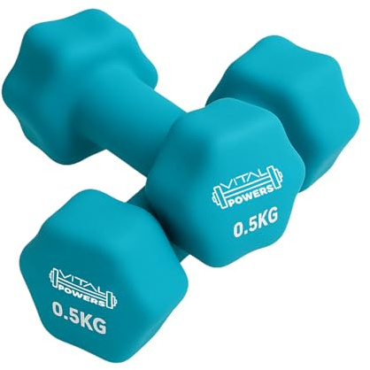 Neopren Kurzhanteln 0,5kg Set – 2er Set Fitness Hanteln rutschfest mit Gusseisenkern – Trainingsgewichte, Krafttraining, Aerobic, Yoga, Pilates, Heimtraining Türkis