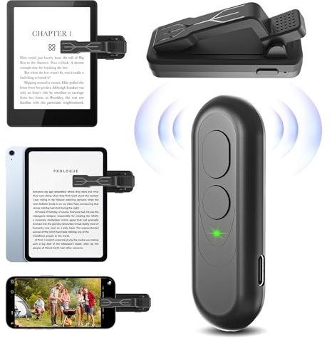 Telecomando Pagina Turner per Kindle Paperwhite Oasis Kobo eReaders Accessori, telecomando RF Page Turner Clicker per iPad Telefono Tablet Lettura di romanzi, foto e video Registrazione Remoto, Nero