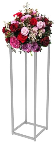 Fyssnn blomstativ i metall, silver, blompelare, 80 x 24 x 24 cm, växtstativ, dekorativt stativ, blompall, lämplig för bröllopsdekoration, heminredning, kaffehus, dekoration, hotelldekoration, etc