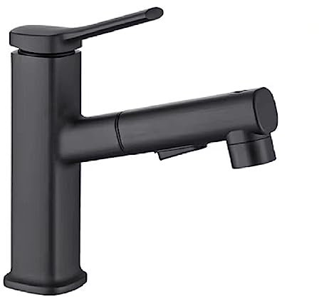 WDSOPK Mitigeur De Lavabo Extractible À Levier Unique pour Lavabo sous Plan, Gris(Black)