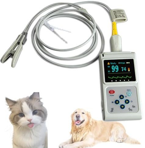 Handhållen veterinär pulsoximeter, digital djurpulsoximeterutrustning för hundar och katter, familjer och djursjukhus, tungsond, lättanvänd och noggrann monitor