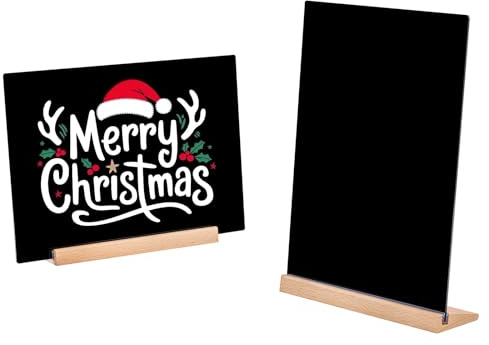 Hotyin 2 Stück Kreidetafel Aufsteller, A4 Schiefertafel Zum Beschriften, Kreidetafel Klein mit Holzständer, L-Form Preisschilder Aufsteller für Hochzeiten, Partys, Tischdekoration, Bar Café