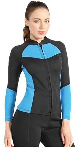 HEUchuan Traje de Neopreno for Mujer, Camisa/pantalón, Trajes 1,5 mm, Manga Larga, Parte Superior e Inferior, Buceo Dos Piezas para Surfear en el océano(Color 3,S)