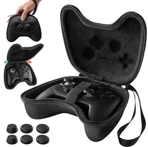 JSAUX Slim & Compact Case for Nintendo Switch Pro / Switch 2 Pro Controller, Hard Shell Travel Carrying Case, Portable Protective Bag with All Around Protection, Includes 6 Thumb Grips, Black