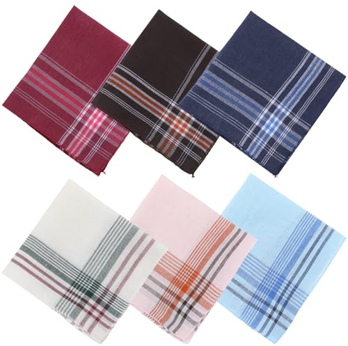 Matwsec 6 Stück Herren Taschentücher Stofftaschentücher 37 X 35cm Herrentaschentücher Traditionelle Männertaschentücher Handkerchief Taschentuch