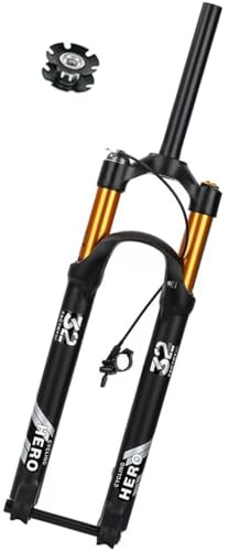WIQUYBML Horquilla Delantera de Bicicleta de montaña de Alta Resistencia con dirección Recta de 1-1/8 y suspensión de 27,5 y 29 con Eje pasante, Recorrido de 100 × 15 mm, 120 mm para Uso