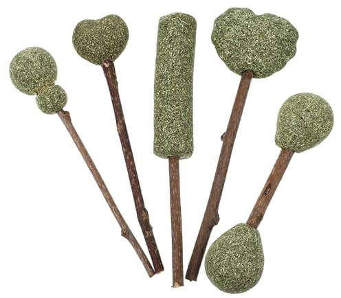 Kichvoe Natural Cat Treats Lollipop 5pcs Catnip Sticks Edible Cat Chew Snacks Set of 5 and Improves Tongue Movement Pet Teething Treats