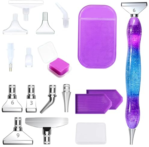 Diamond Art Pens Kit, Diamond Painting Pens with 6 Metal Tips, 6 Clear Tips, Storage Box, Diamonds Art Tools for DIY Crafts Painting Cross-Stitch Nail