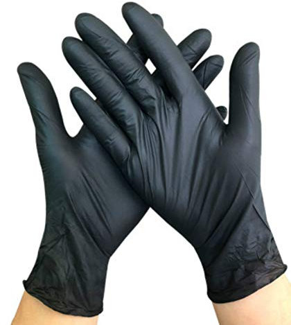 Nitrilhandschuhe, latexfrei, puderfrei, strukturiert, Einweghandschuhe, Schwarz, 100 Stück, L, Schwarz, 100