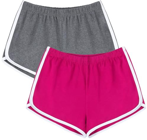 URATOT 2-pack sportshorts i bomull yoga dans korta byxor sommar atletiska shorts