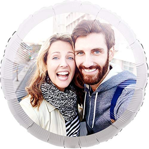 Personalisierter Foto-Ballon Rund 55cm zum selbst gestalten als Geschenkidee und Überraschung heliumgefüllt Weiß