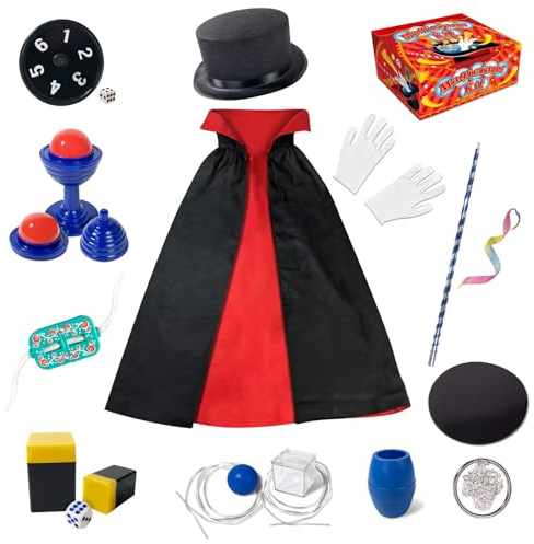 Heyzeibo Magic Tricks Set for Kids - Cosplay Costume Dress & Magic Props, Top Hat, Fancy Dress & More, Age 5+