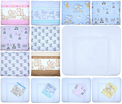 Wickelauflagenbezug - Wickelauflage -75x85 cm- Bezug für Wickelauflage Baumwolle (Bärchen - BRAUN, Nur Bezug)