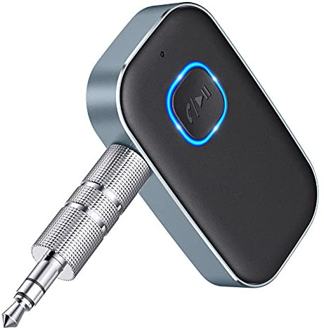 COMSOON Bluetooth AUX Adapter for Car, Noise Reduction Bluetooth 5.0 Receiver for Music/Hands-Free Calls, Wireless Audio Receiver for Home Stereo/Speaker, 16H Battery Life/Dual Connect (Black+Gray)