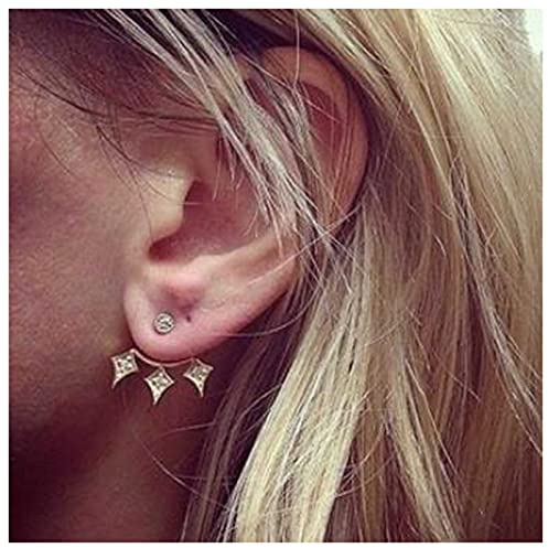 Yheakne Boho CZ Lotus Ohr Jacken Ohrringe Gold Strass Lotus Blume Ohrstecker Ohrringe Kristall Vorne Hinten Ohrringe Yoga Schmuck für Frauen und Mädchen (mit Kristall)