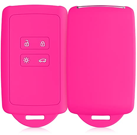 kwmobile Autoschlüssel Hülle kompatibel mit Renault 4-Tasten Smartkey Autoschlüssel (nur Keyless Go) - Silikon Schutzhülle Schlüsselhülle Cover in Neon Pink