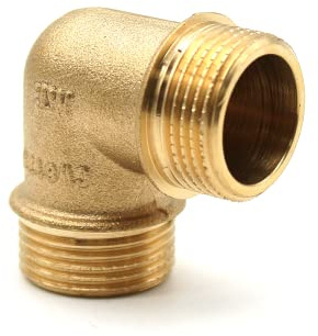 DOJA Barcelona | Codo Laton | Codo Doble Macho de 90° | Tamaño 3/8’’ | Conector en Laton | Rosca Doble Macho para Accesorios Compresor Aire, Repuestos Compresores, Uniones para Tubos Redondos