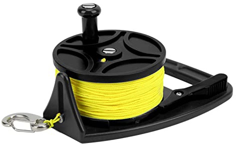 Carrete De Fusil De Submarinismo Pistola De Lanza Para Pesca Submarina Con Carrete(rueda negra), Carretes De Buceo Carrete De Cuerda De Anclaje Carrete De Dedo Multiusos Con Cable De 83 M De Clip,
