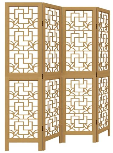 vidaXL Rumsavdelare 4 paneler brun massivt kejsarträ, skiljevägg, hopfällbar skiljevägg, skärmvägg, hopfällbar rumsavdelare, skiljeväggar, skärmväggar