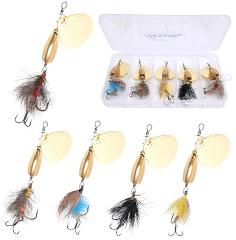 Rooster Tail Spinners Trout Lures, Fly Fishing Baits for Bass, Pike in Lake and River - Fishing Kit With Tackle Boxes