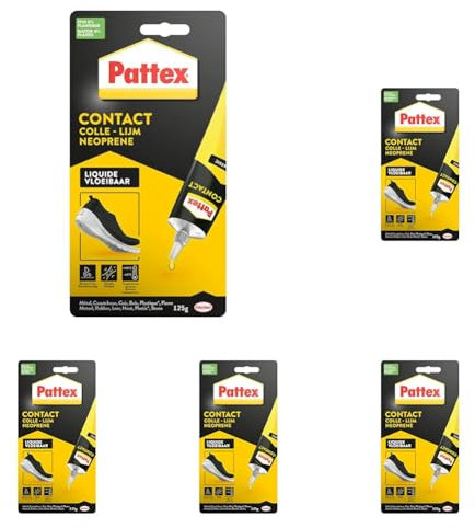 Pattex Colle contact type néoprène- Formule Liquide tous matériaux- tube 125 gr (Lot de 5)