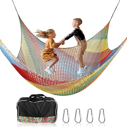 Rete da arrampicata, rete da carico per arrampicata - Portata 300 kg, rete arrampicata per bambini da esterno con borsa portaoggetti e moschettoni per casa sull'albero (1x3M)