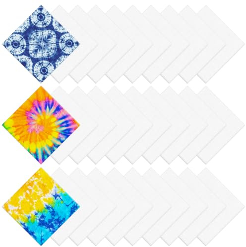 FODAHRWS White Bandana, 22 In x 22 In Cotton Bandanas Bulk, Blank Handkerchiefs for Tie Dye (30)