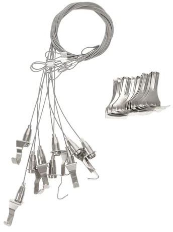 WOONEKY 10piezas Kit De Cuerdas Ajustables para Colgar Cuadros y Espejos con Gancho Integrado Cable Resistente y Sistema Fácil De Instalar para Colgar Láminas y Marcos Paredes