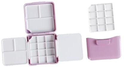 lmoikesz Akvarellpalettblandningstillbehör Kompakt och bärbar Konstprojekt och idéer för konstentusiaster Färgpalettbricka Akrylmålning Professionell, Rosa, 7.3x7x2.5 cm