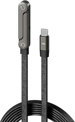 CBDYWVR Cavo di ricarica 2 in 1 con supporto invisibile, cavo di ricarica multiplo con supporto di tipo C regolabile, 240 W, cavo di ricarica rapida da 1,5 m, per smartphone, tablet, computer