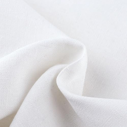 Cuixia 0.67x1m Cotton Fabric, White Plain Cotton Linen Fabric, Needlework Blend Cloth Upholstery Canvas Embroidery Quilting Garments for Hand Sewing Making Bags Dresses Decor Pants DIY Craft