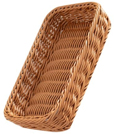 SAFIGLE Rechteckiger Besteckkorb aus Rattanimitat Kleiner Küchenaufbewahrungskorb mit Glatter Oberfläche Multifunktionaler Utensilienhalter für Besteck und Gewürzgläser in Braun