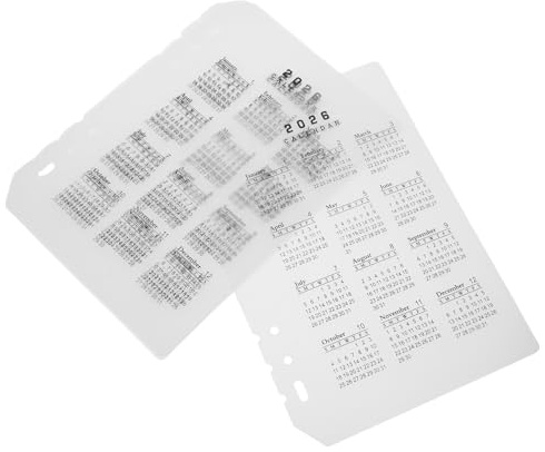 Hemobllo 4pcs A5 Frosted Plastic Binder Dividers with Tabs 2026 Calendar Inserts for Refillable Planner, Monthly Organizer Accessories for Students and Office Use