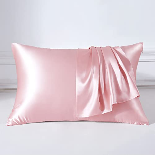 THXSILK 22 Momme Seide Kissenbezug - 100% Seide Kopfkissenbezug Sofakissenbezug - Anti milben Reißverschluss Seidenkissenbezug - Bezauberndes Rosa 40 x 80 cm