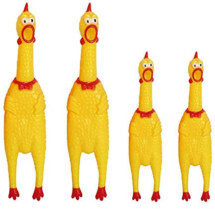 Amasawa 4 Stück Schreiend Hühner Spielzeug, Gelb Quietschen Gummi Huhn Haustiere Schreien Spielhundegeschenk - Neuheit und Dauerhaft