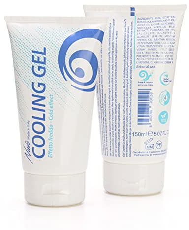 Nuvò - Cooling Gel Cream för Ben och Fötter, Kall Effekt, 150 ml | Med Snigelslem, Mentol, Eukalyptus och Blåbärsextrakt, lätt gelkräm, Made in Italy