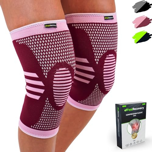 2 Pack Genouillères Homme et Femme - Manchon de Compression du Genou pour Running, Basket et Sports - Genouillère pour l'Arthrite, Douleurs Articulaires, Tendinite - Respirant et Antidérapant