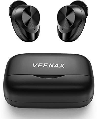 VEENAX X11 Ecouteurs Bluetooth sans Fil, Oreillette Intra-Auriculaires Sport Contrôle Tactile, Casque Stéréo avec Microphone et Basses, Batterie Externe Mini, 150 Heures/CVC 8.0/USB Type C, Noir