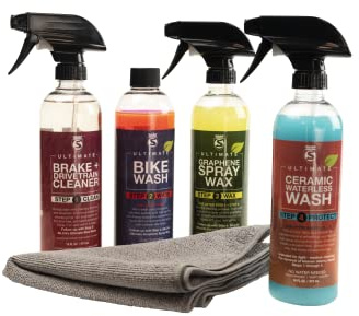 SILCA Collection Vélo SPA | Liquid Performance Cycle de lavage en 4 parties | nettoyant pour vélo sans eau en céramique SiO2 | biodégradable | serviette en microfibre bouteille de 16 oz