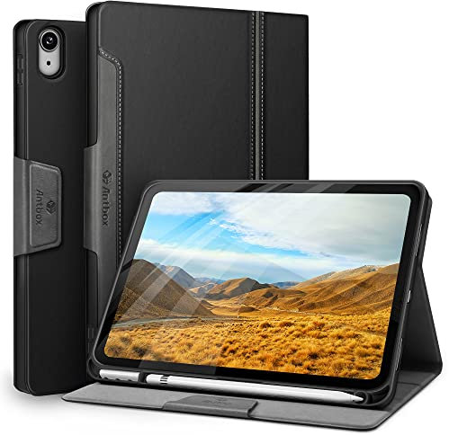 Antbox Hülle für iPad (A16) 11 Generation 2025 11 Zoll/iPad 10 Generation 2022 10,9 Zoll mit Stifthalter Pencil Halter Auto Schlaf/Wach Funktion PU Ledertasche Schutzhülle(Schwarz)