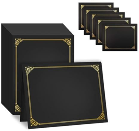 Portacertificato da 10 pezzi Cartella del certificato titolare del diploma set di diplomi Copertina del certificato con bordo in lamina d'oro Per lettere, carta e documenti fino a 8,5 x 11 in
