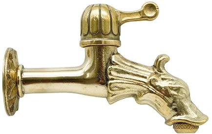 L'Artistica F.LLI PERINCIOLI | Grifo artístico de paso rápido con rosetón y soporte de manguera de 1/2 M, grifo de latón para fuentes de columna o pared, 103 x 150 mm