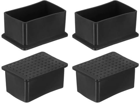 sourcing map Lot de 4 capuchons rectangulaires en caoutchouc pour pieds de chaise, 40 x 60 mm, capuchons de protection de sol pour table, chaise, équipement de machines (noir)