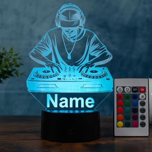 Optechvisual Lampada da DJ personalizzata - Luce notturna a LED con nome e incisione - Idea regalo per DJ amanti della musica e amanti dei club lampada decorativa musicale luce atmosferica