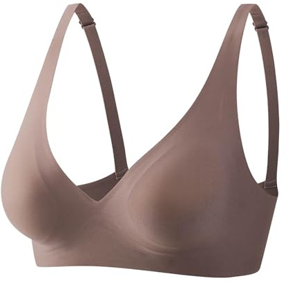 HGTSHUANGTA Soutien Gorge sans Armature Sexy Push Up Anti-Affaissement Soutiens-Gorge Dos Nu Bretelles Réglables Doux et Respirant Bras 2025